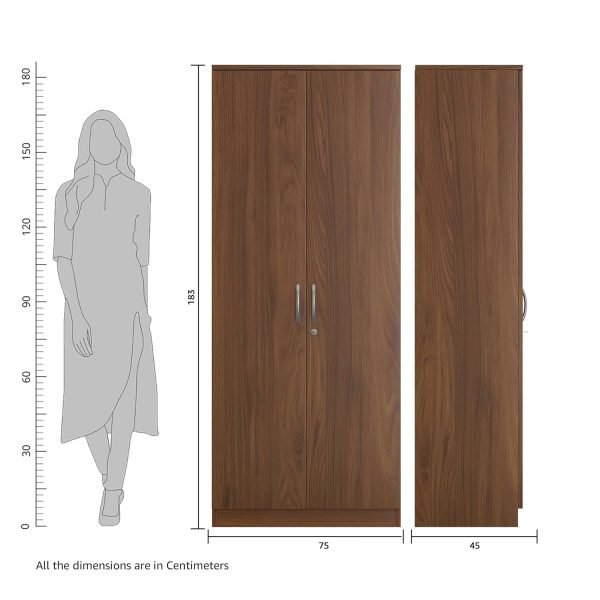 Solimo Medusa Engineered Wood 2 Door Wardrobe (Walnut Finish) 2 Solimo Medusa Engineered Wood 2 Door Wardrobe (Walnut Finish)