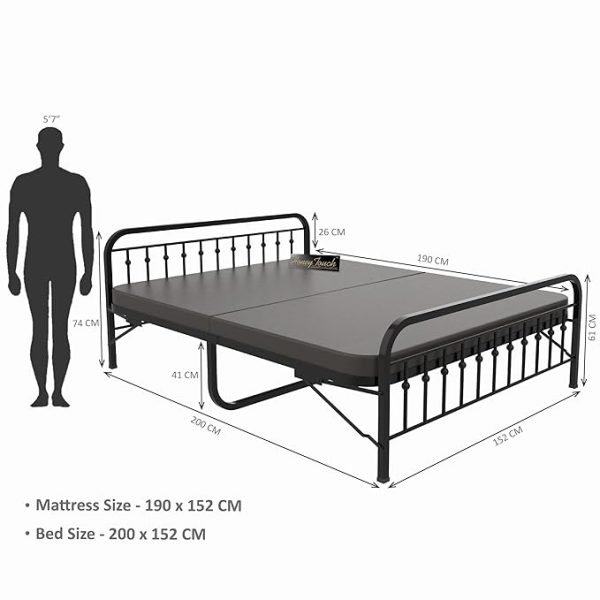 Queen Bed | Foam Mattress Included | Folding Style No Assembly Required (Black,5Ft X 6.25Ft,With Headboard,Metal)(Queen, With Mattress) 2 Queen Bed | Foam Mattress Included | Folding Style No Assembly Required (Black,5Ft X 6.25Ft,With Headboard,Metal)(Queen, With Mattress)