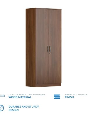 Solimo Medusa Engineered Wood 2 Door Wardrobe (Walnut finish)