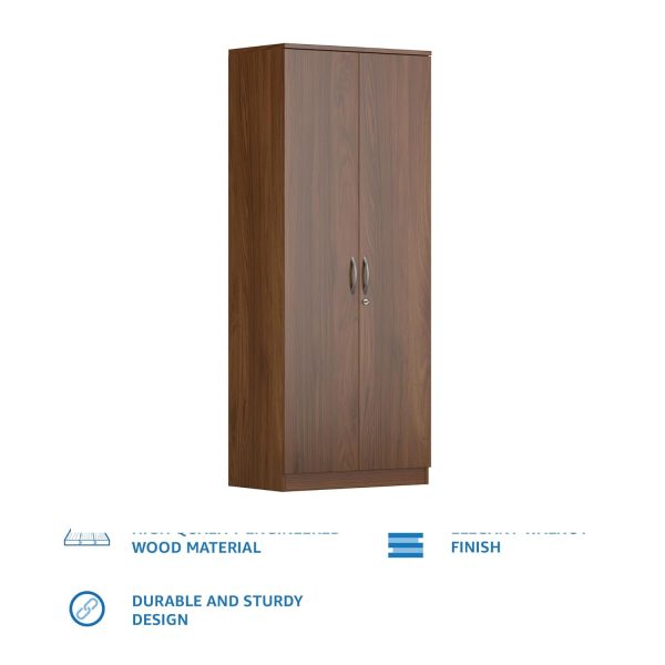 Solimo Medusa Engineered Wood 2 Door Wardrobe (Walnut Finish)