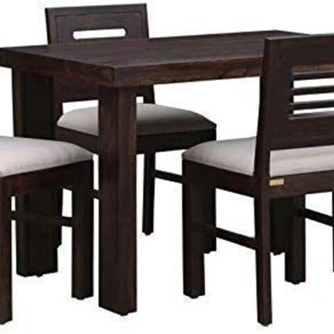 Pc Wood Furniture Solid Sheesham Wood 4 Seater Dining Table Set With Chair For Home And Kitchen