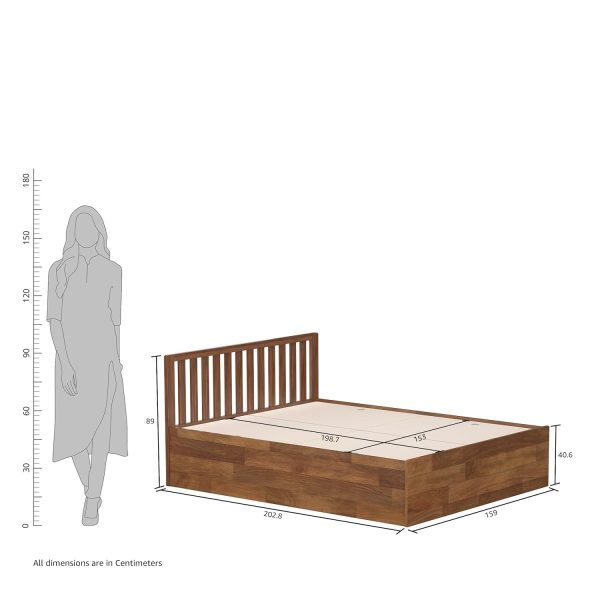 Solimo Petra Box Storage Solid Sheesham Wood Queen Bed (Teak Finish)