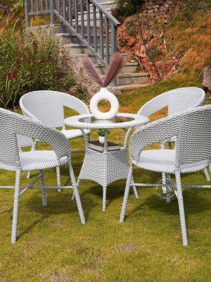 Sienna Outdoor Seating Chair and Table Set, Garden Patio Coffee Table Set, Outdoor Balcony Wicker Furniture Set